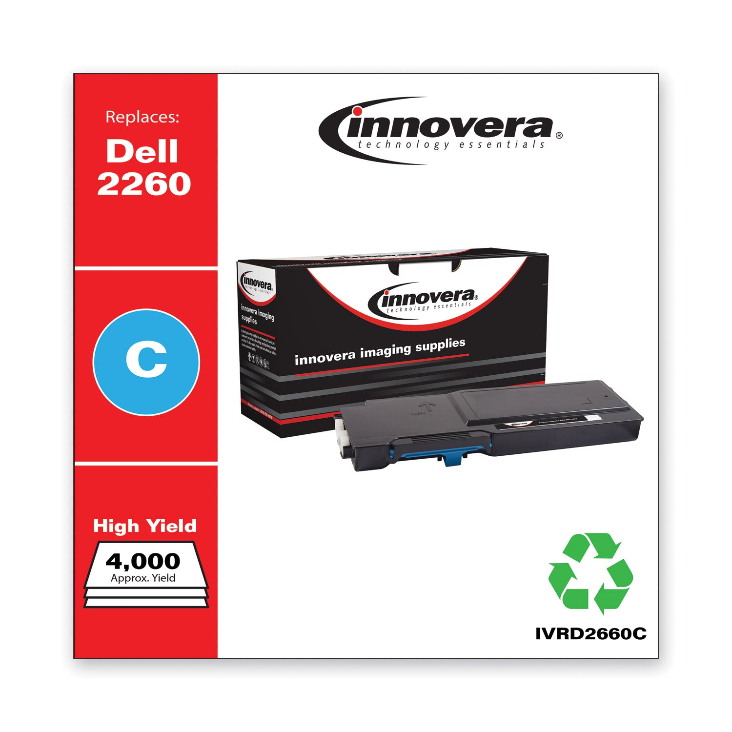 Innovera Remanufactured Cyan High-Yield Toner, Replacement for 593-BBBT, 4,000 Page-Yield (D2660C)