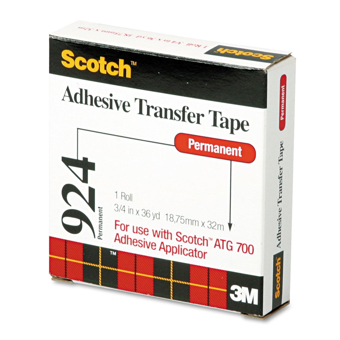 Scotch ATG Adhesive Transfer Tape Roll, Permanent, Holds Up to 0.5 lbs, 0.75" x 36 yds, Clear (92434)