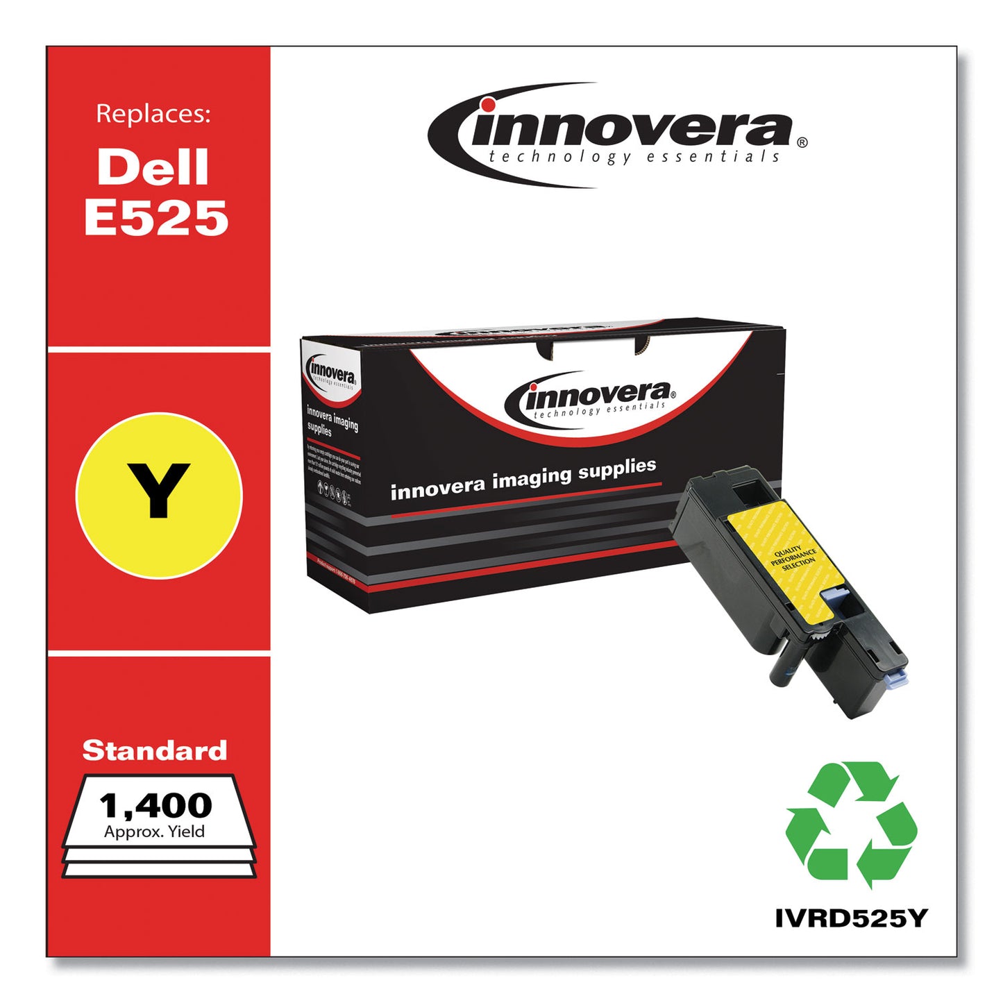 Innovera Remanufactured Yellow Toner, Replacement for 593-BBJW, 1,400 Page-Yield (D525Y)