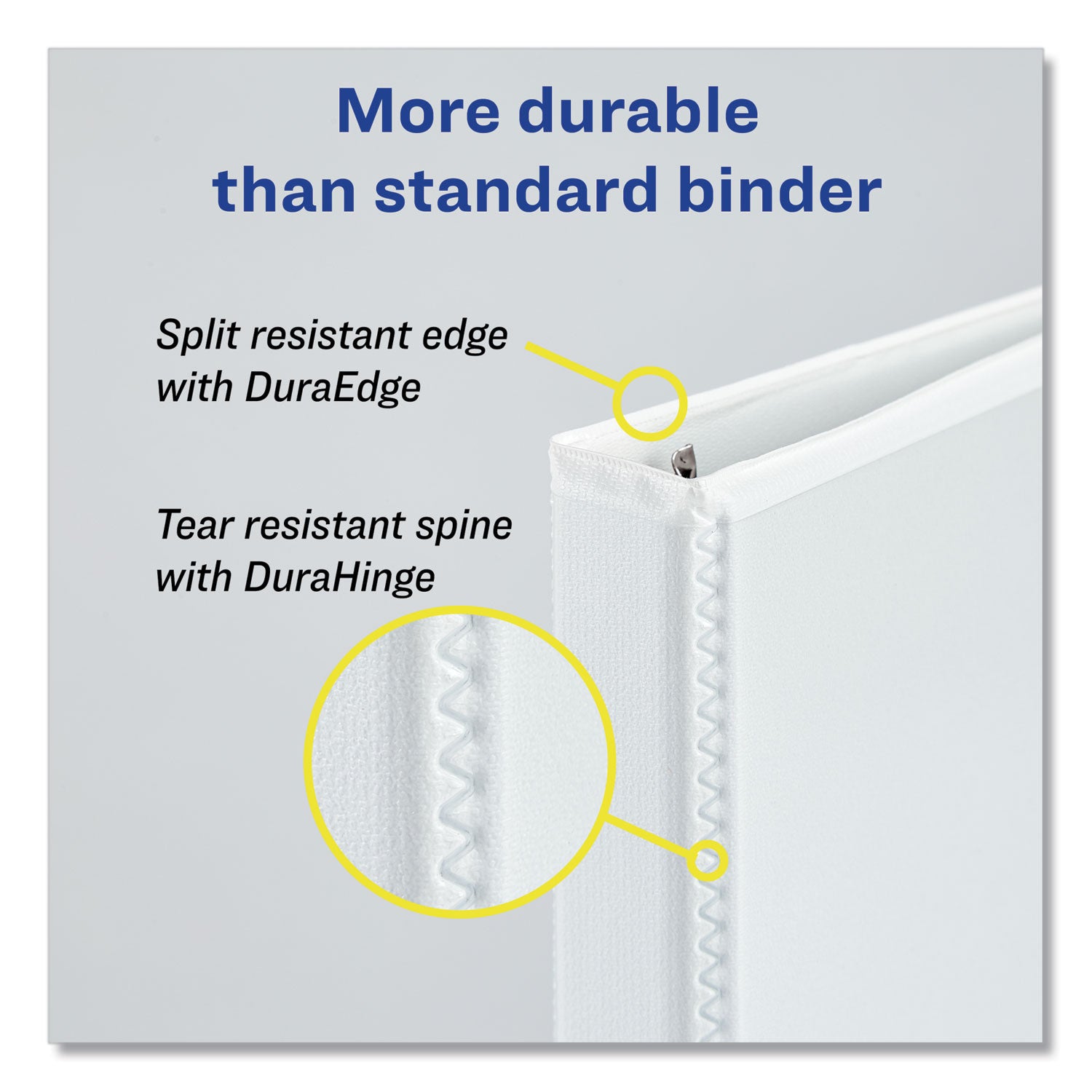 Avery Heavy-Duty View Binder with DuraHinge and One Touch Slant Rings, 3 Rings, 0.5" Capacity, 11 x 8.5, White (79767)