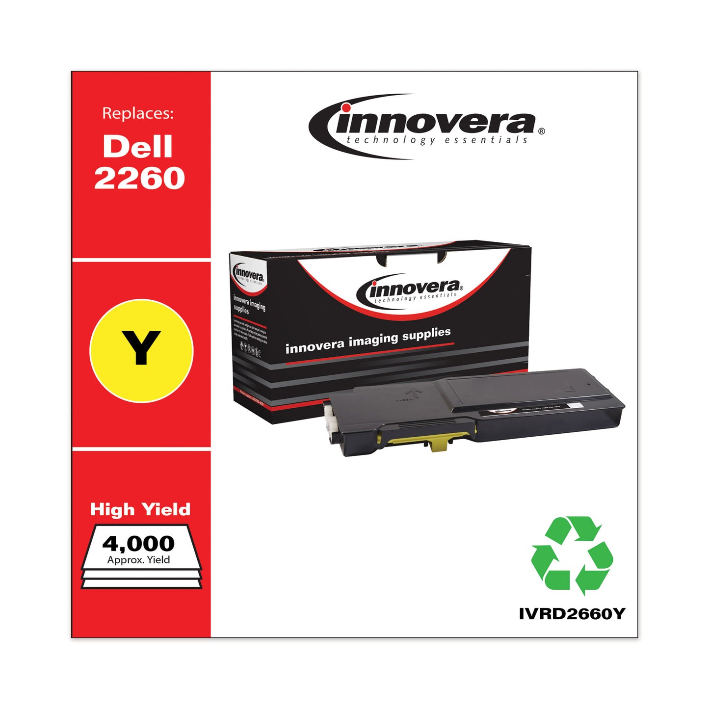 Innovera Remanufactured Yellow High-Yield Toner, Replacement for 593-BBBR, 4,000 Page-Yield (D2660Y)