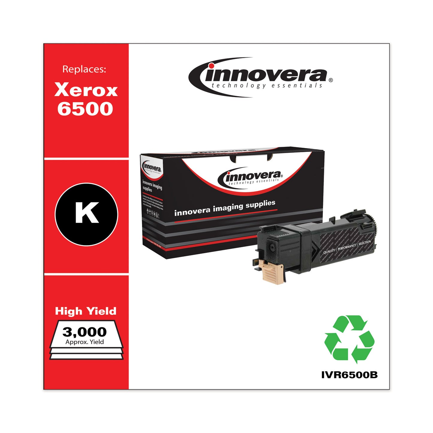 Innovera Remanufactured Black High-Yield Toner, Replacement for 106R01597, 3,000 Page-Yield (6500B)