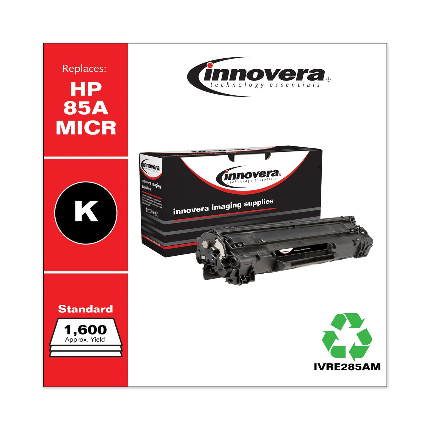 Innovera Remanufactured Black MICR Toner, Replacement for 85AM (CE285AM), 1,600 Page-Yield