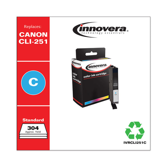 Innovera Remanufactured Cyan Ink, Replacement for CLI-251 (6514B001), 304 Page-Yield (CLI251C)