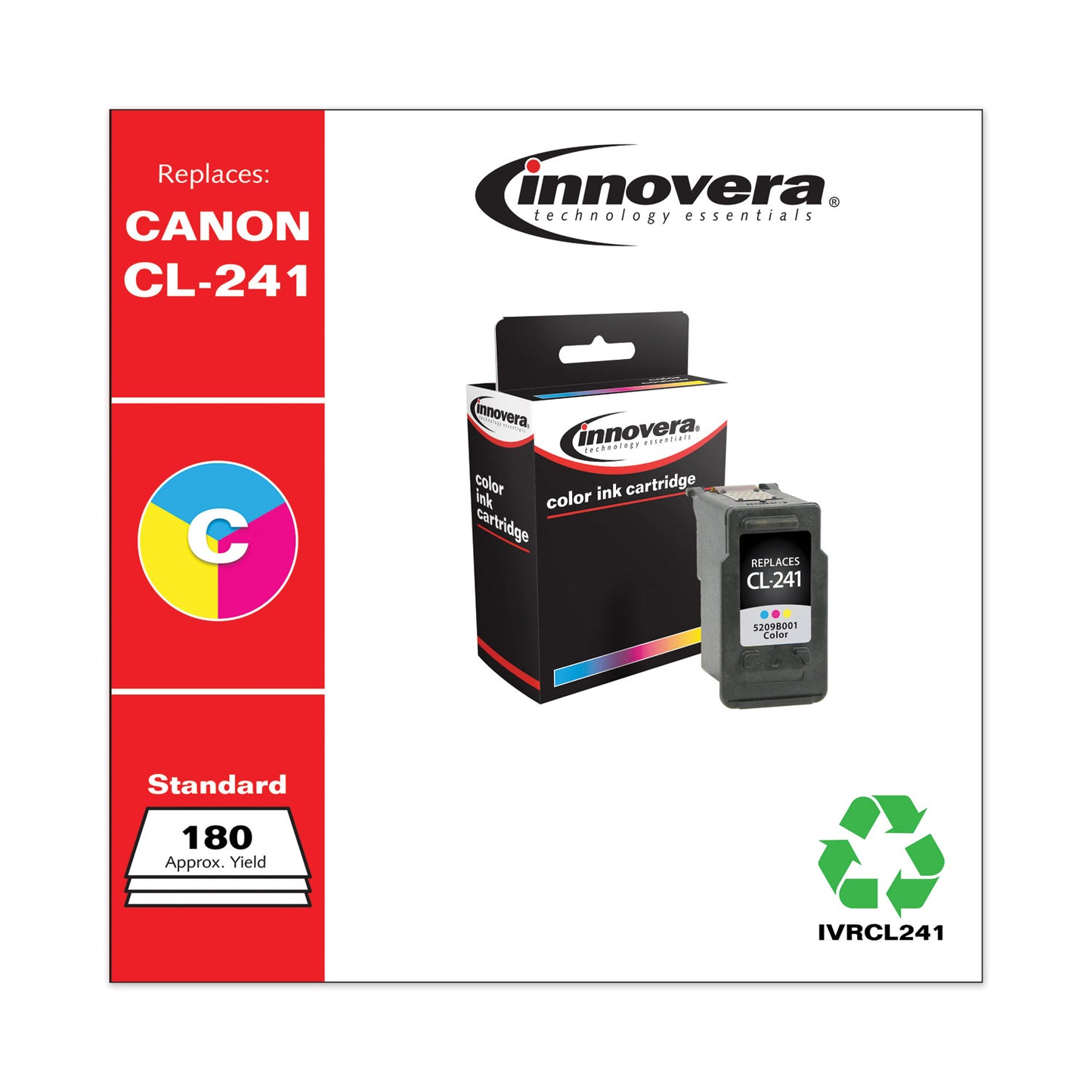 Innovera Remanufactured Tri-Color Ink, Replacement for CL-241 (5209B001), 180 Page-Yield