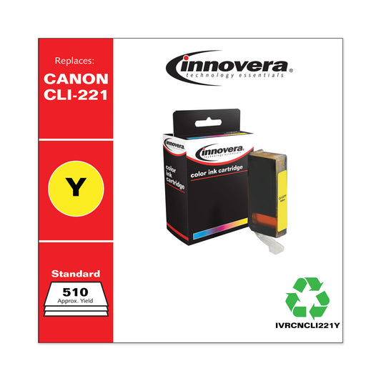 Innovera Remanufactured Yellow Ink, Replacement for CLI-221Y (2949B001), 510 Page-Yield (CNCLI221Y)