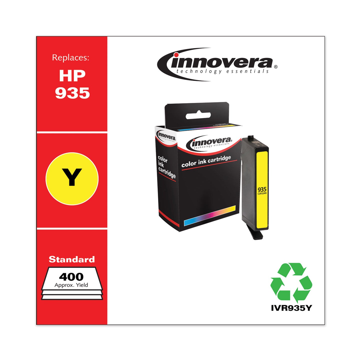 Innovera Remanufactured Yellow Ink, Replacement for 935 (C2P22AN), 400 Page-Yield (935Y)