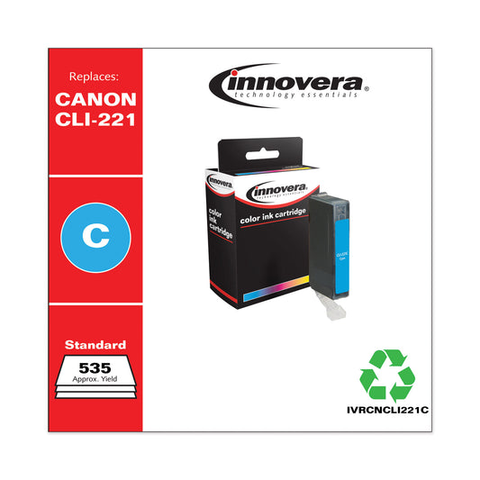 Innovera Remanufactured Cyan Ink, Replacement for CLI-221C (2947B001), 535 Page-Yield (CNCLI221C)