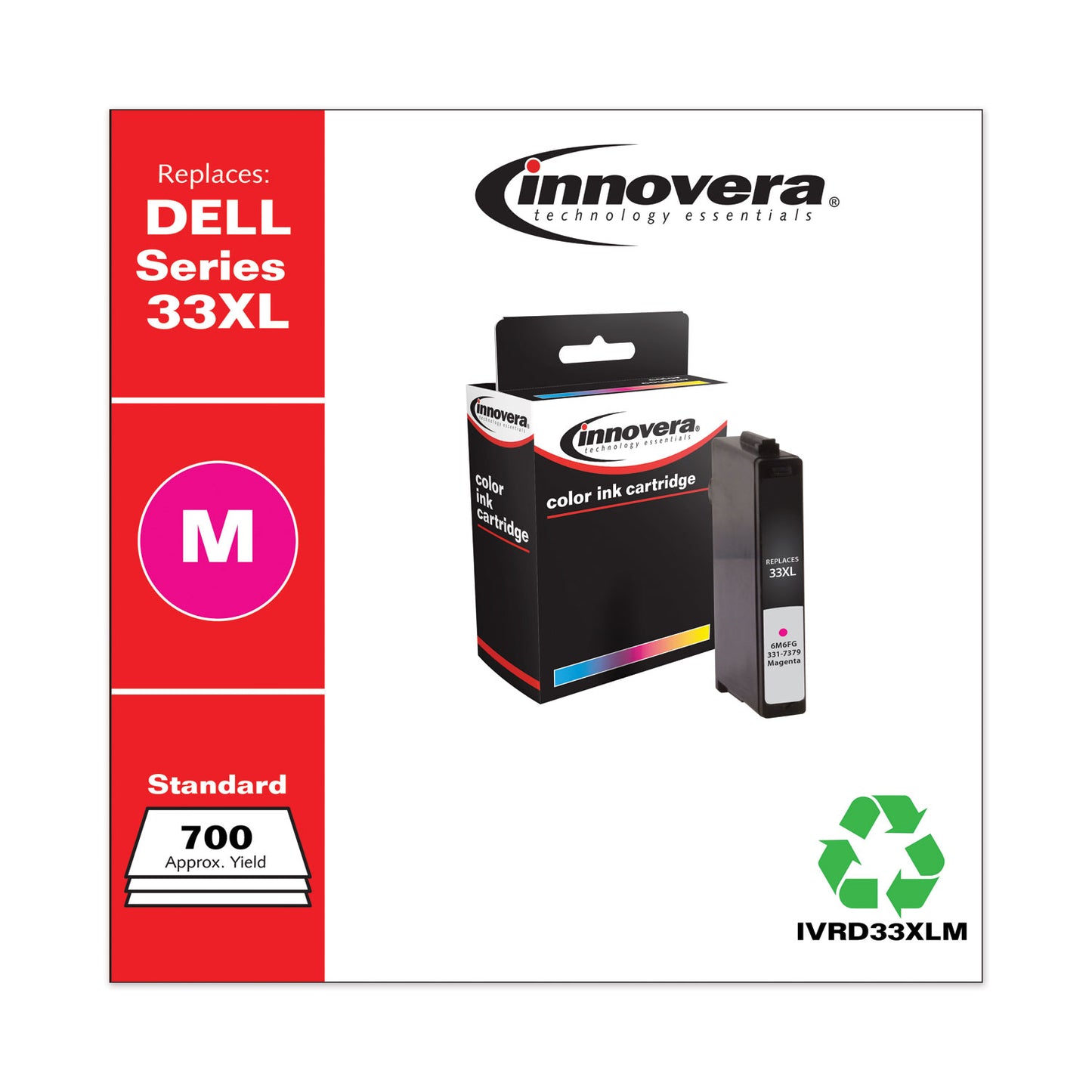 Innovera Remanufactured Magenta Ink, Replacement for 33XL (6M6FG331-7379), 700 Page-Yield (D33XLM)