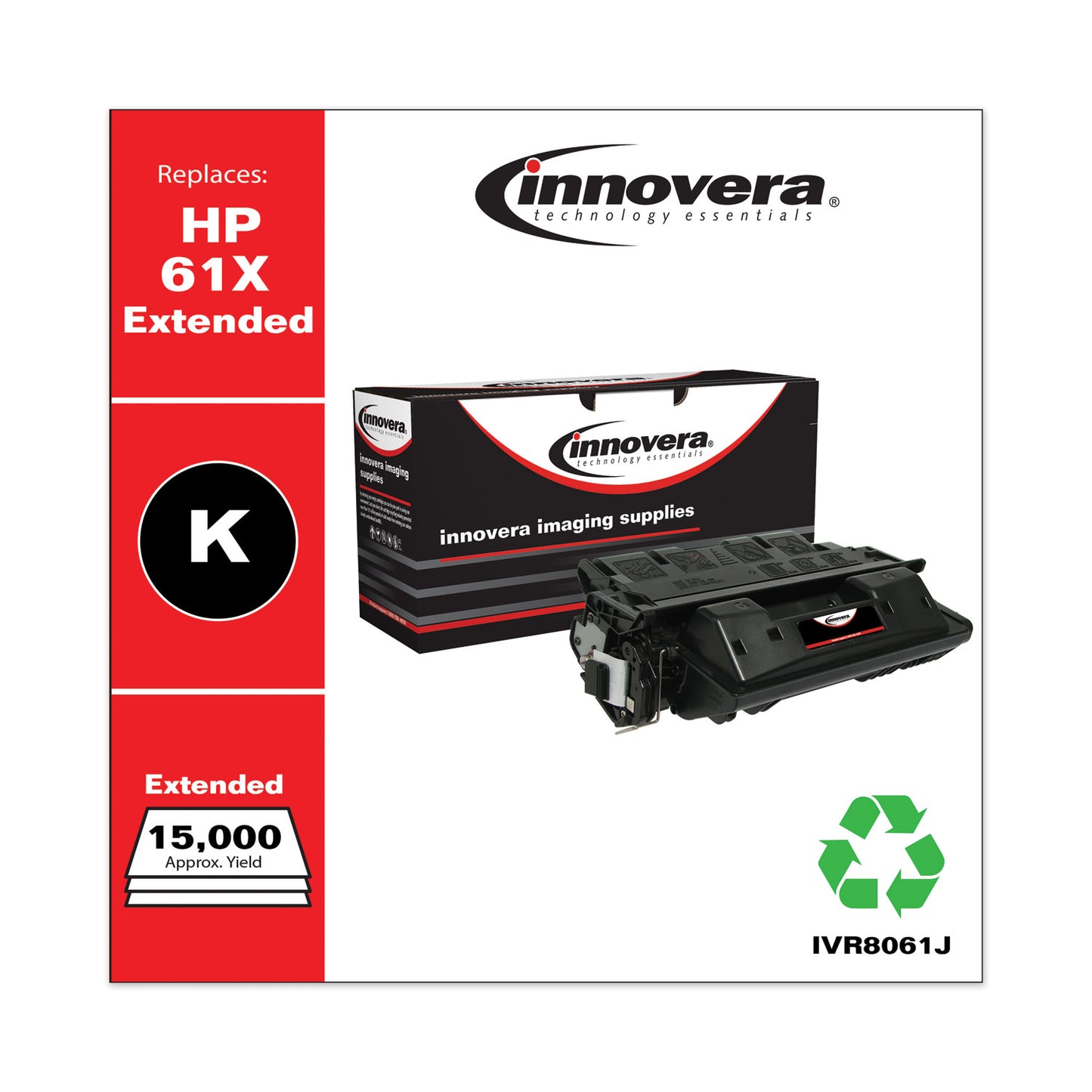 Innovera Remanufactured Black Extended-Yield Toner, Replacement for 61X (C8061XJ), 15,000 Page-Yield (8061J)