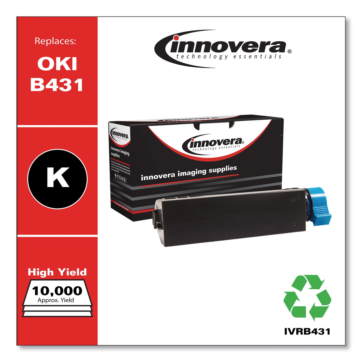 Innovera Remanufactured Black Toner, Replacement for 44574901, 10,000 Page-Yield (B431)