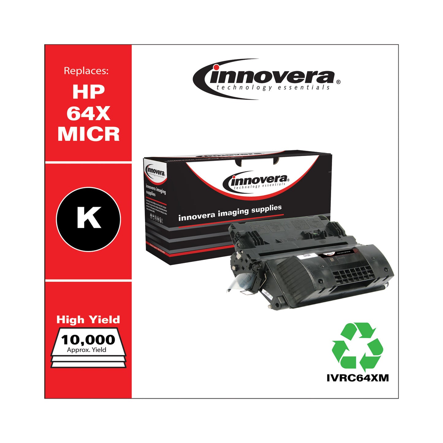 Innovera Remanufactured Black High-Yield MICR Toner, Replacement for 64XM (CC364XM), 24,000 Page-Yield (C64XM)