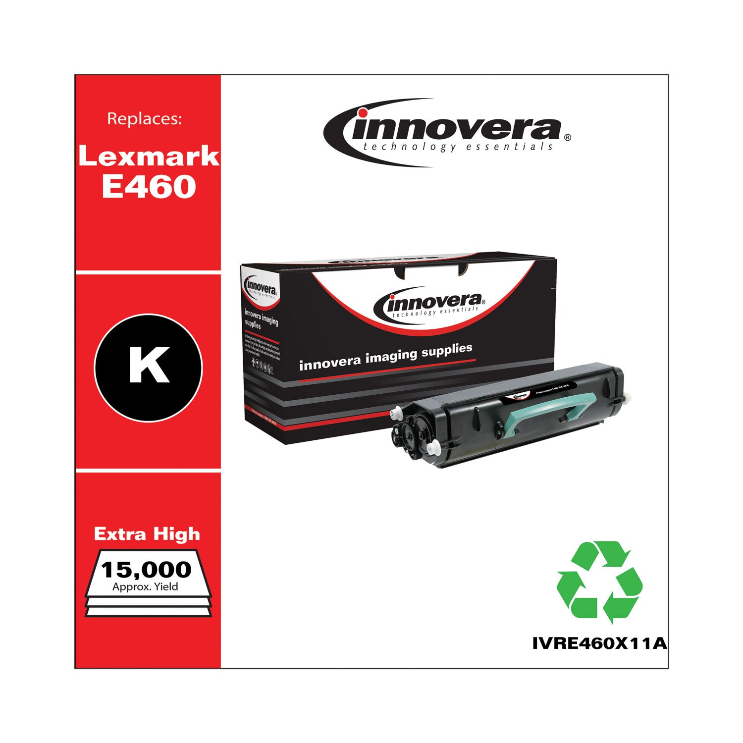 Innovera Remanufactured Black Toner, Replacement for E460X11A, 15,000 Page-Yield