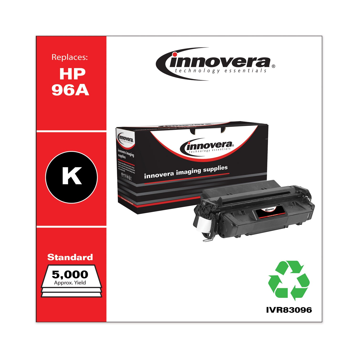 Innovera Remanufactured Black Toner, Replacement for 96A (C4096A), 5,000 Page-Yield (83096)