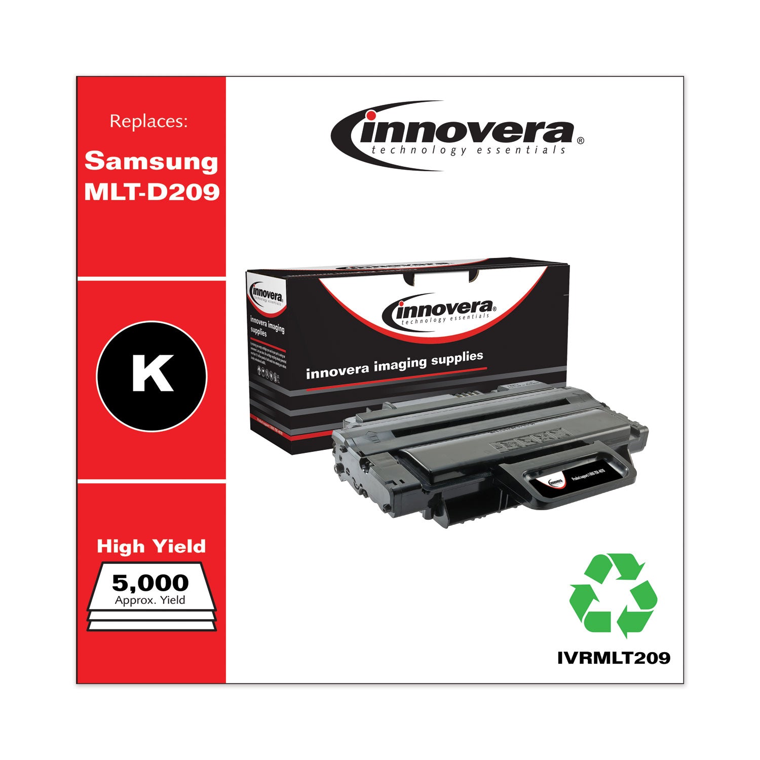 Innovera Remanufactured Black High-Yield Toner, Replacement for MLT-D209L, 5,000 Page-Yield (MLT209)