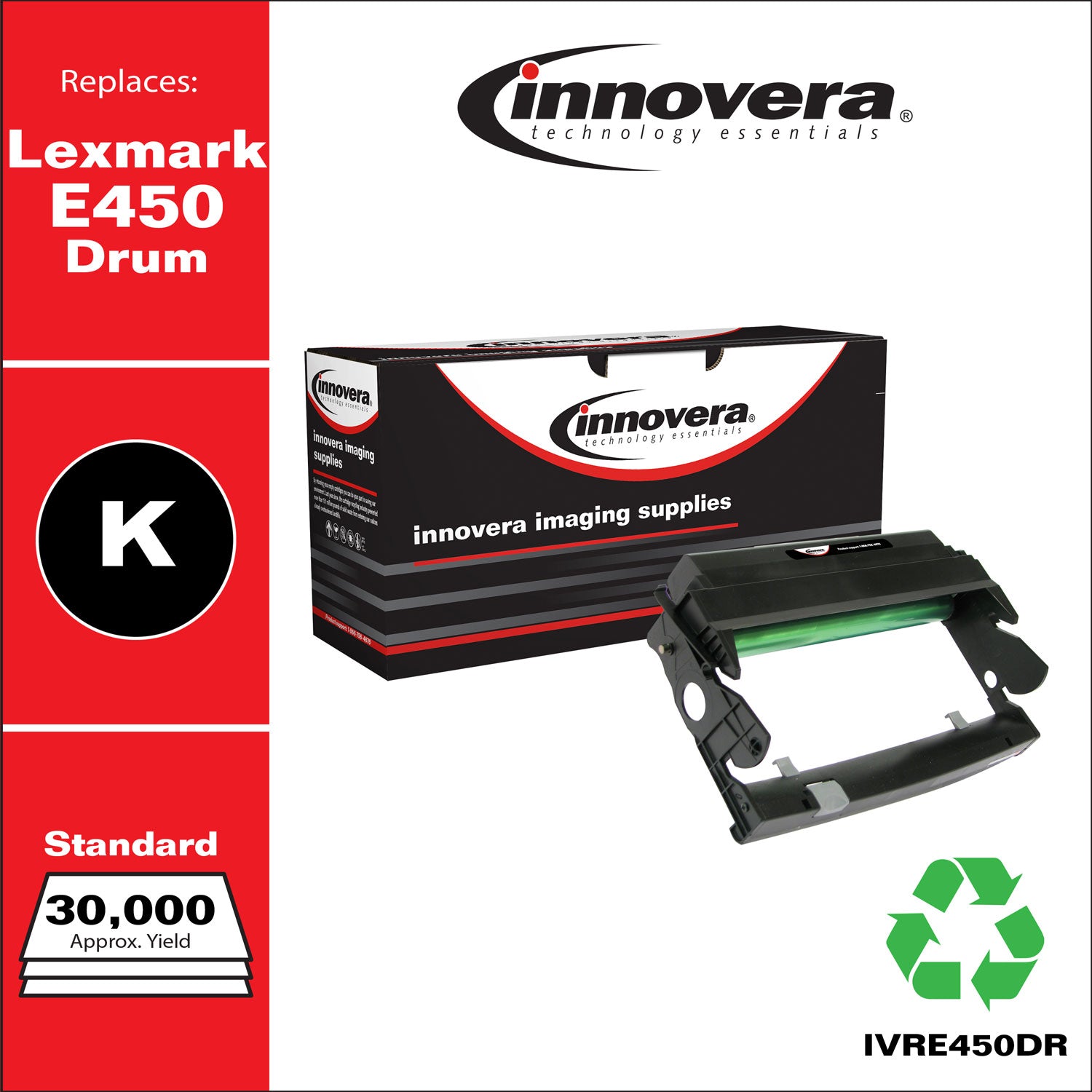 Innovera Remanufactured Black Drum Unit, Replacement for 310-8710, 30,000 Page-Yield (E450DR)