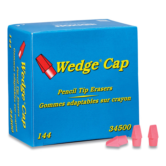 Dixon Wedge Cap Erasers, For Pencil Marks, Pink, 144/Box (34500)