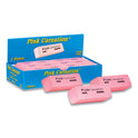 Dixon Pink Carnation Erasers, For Pencil Marks, Rectangular Block, Medium, Pink, Dozen (38900)