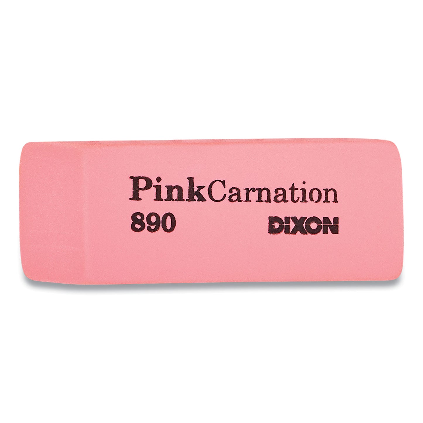 Dixon Pink Carnation Erasers, For Pencil Marks, Rectangular Block, Medium, Pink, Dozen (38900)