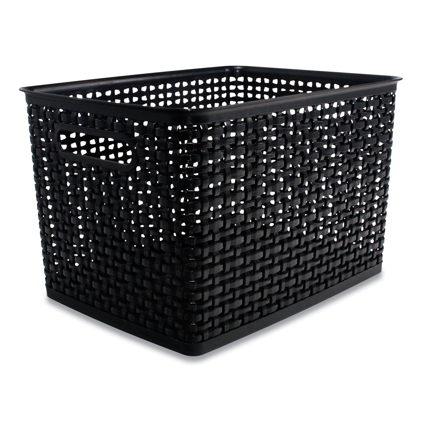 Advantus Plastic Weave Bin, Large, 13.5" x 10.5" x 8.75", Black (36006)