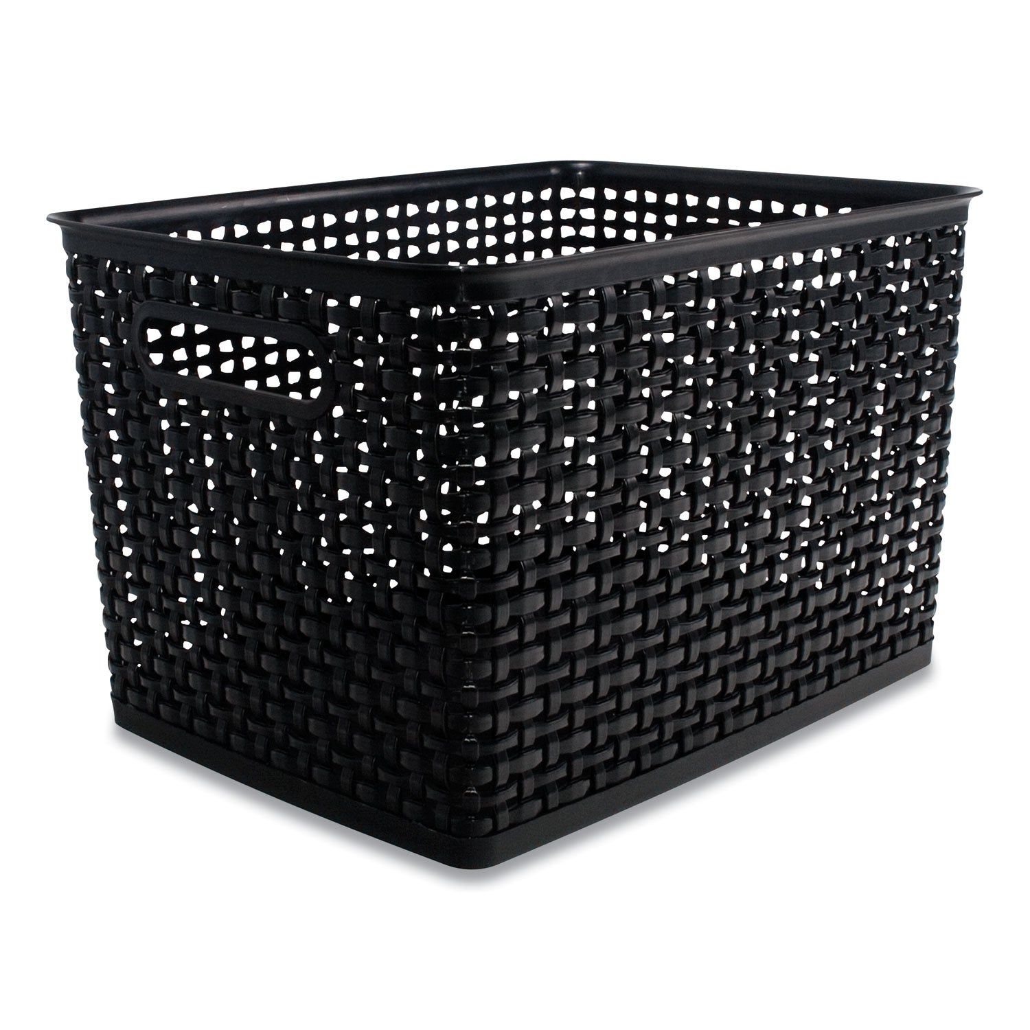Advantus Plastic Weave Bin, Large, 13.5" x 10.5" x 8.75", Black (36006)