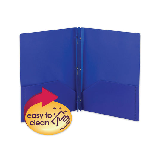 Smead Poly Two-Pocket Folder with Fasteners, 180-Sheet Capacity, 11 x 8.5, Blue, 25/Box (87726)