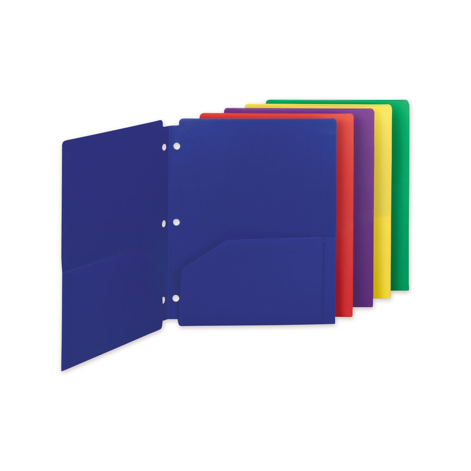 Smead Poly Snap-In Two-Pocket Folder, 50-Sheet Capacity, 11 x 8.5, Assorted, 10/Pack (87939)