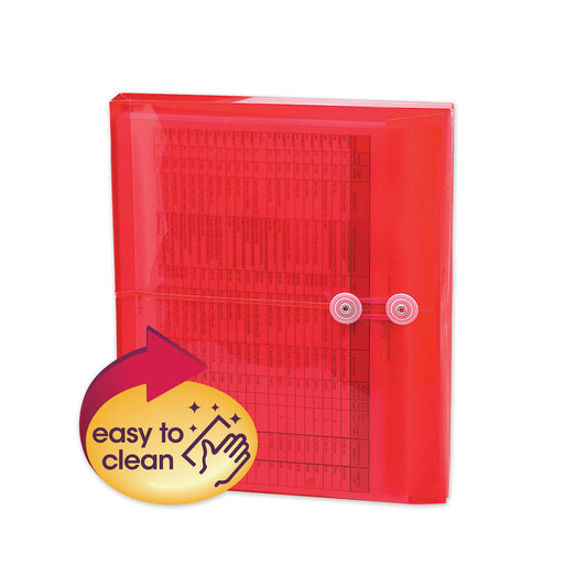 Smead Poly String and Button Interoffice Envelopes, Open-Side (Horizontal), 9.75 x 11.63, Transparent Red, 5/Pack (89527)