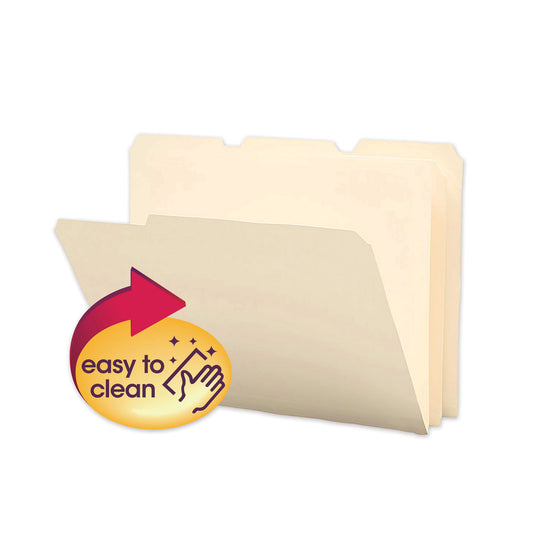 Smead Poly Manila Folders, 1/3-Cut Tabs: Assorted, Letter Size, Manila, 12/Pack (10510)