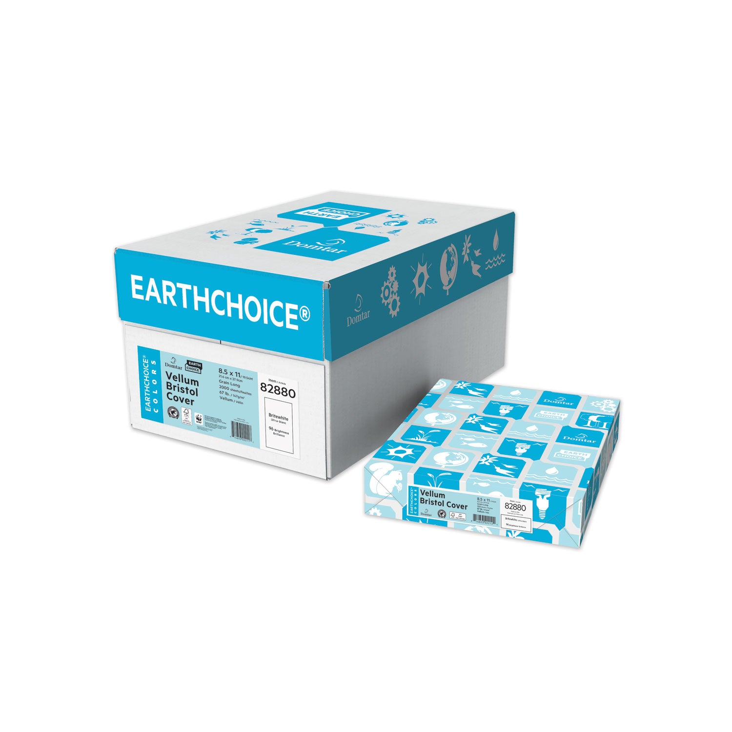 Domtar EarthChoice Cover Stock, Vellum Bristol, 96 Bright, 67 lb Bristol Weight, 8.5 x 11, Bright White, 250/Pack (82880)