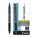 Pilot Acroball Colors Advanced Ink Hybrid Gel Pen, Retractable, Medium 1 mm, Black Ink, Smoke/Black Barrel, Dozen (31810)