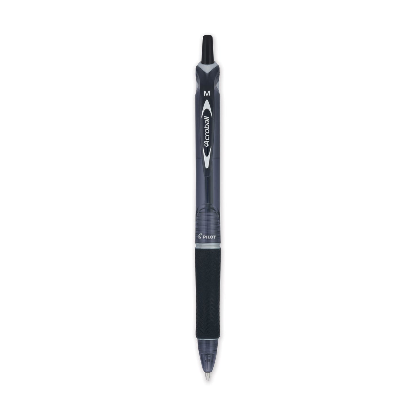 Pilot Acroball Colors Advanced Ink Hybrid Gel Pen, Retractable, Medium 1 mm, Black Ink, Smoke/Black Barrel, Dozen (31810)