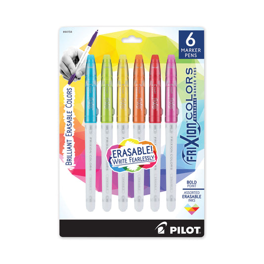 Pilot FriXion Colors Erasable Porous Point Pen, Stick, Bold 2.5 mm, Six Assorted Artistic Ink and Barrel Colors, 6/Pack (44154)