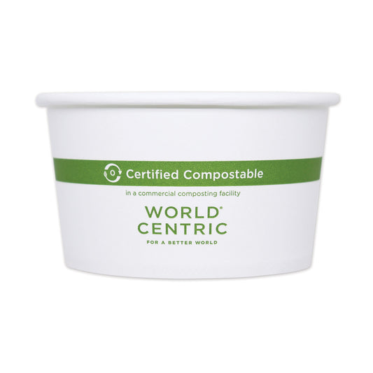 World Centric Paper Bowls, 12 oz, 4.5" Diameter x 2.5"h,  White, 500/Carton (BOPA12)