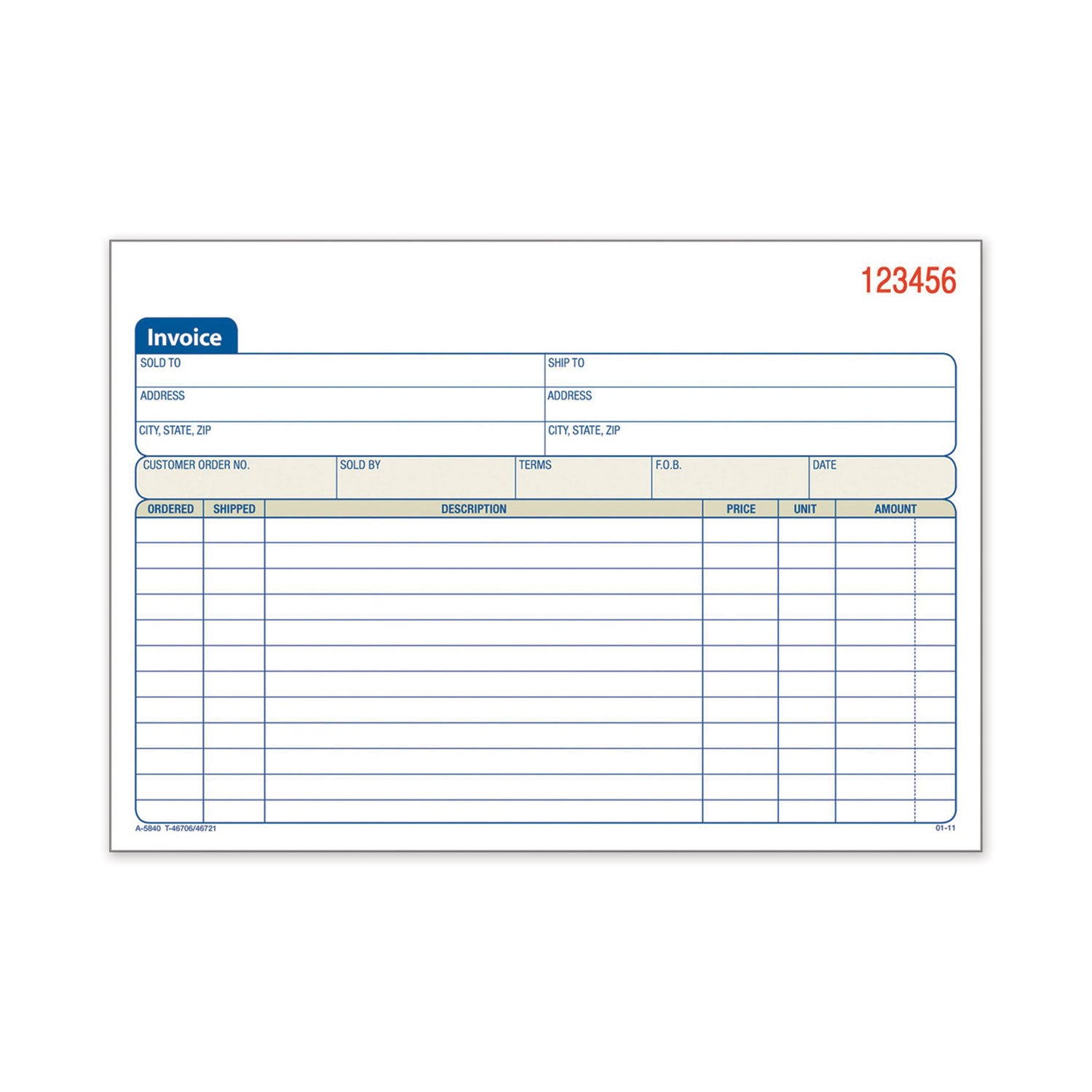 Adams Two-Part Invoice Book, Two-Part Carbonless, 5.56 x 8.44, 50 Forms Total (DC5840)