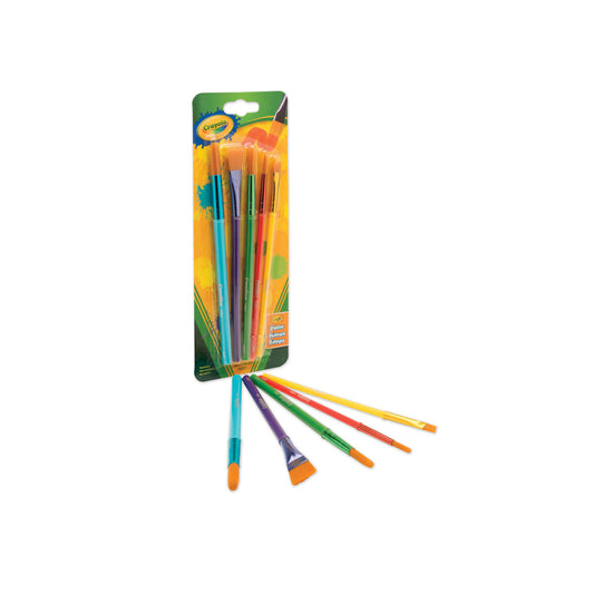 Crayola Arts and Craft Brush Set, Assorted Sizes, Natural Hair, Angled, Flat, Round, 5/Set (053506)