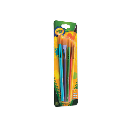 Crayola Arts and Craft Brush Set, Assorted Sizes, Natural Hair, Angled, Flat, Round, 5/Set (053506)