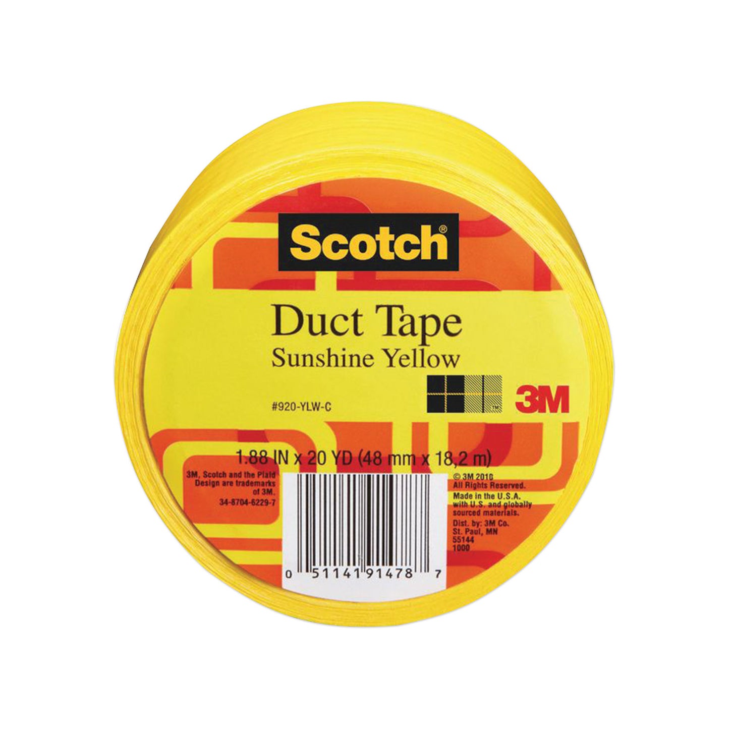 Scotch Duct Tape, 1.88" x 20 yds, Sunshine Yellow (70005058196)