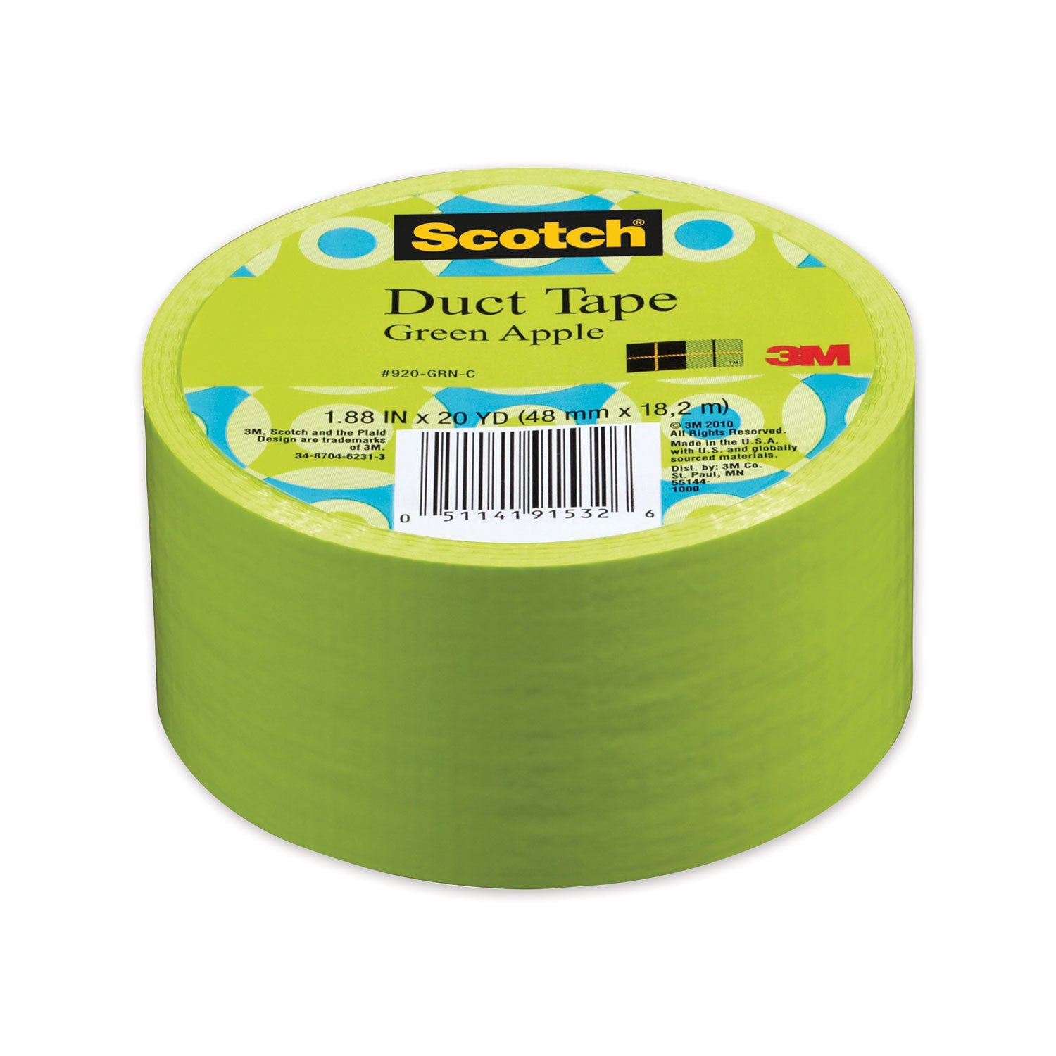 Scotch Duct Tape, 1.88" x 20 yds, Green Apple (70005059269)