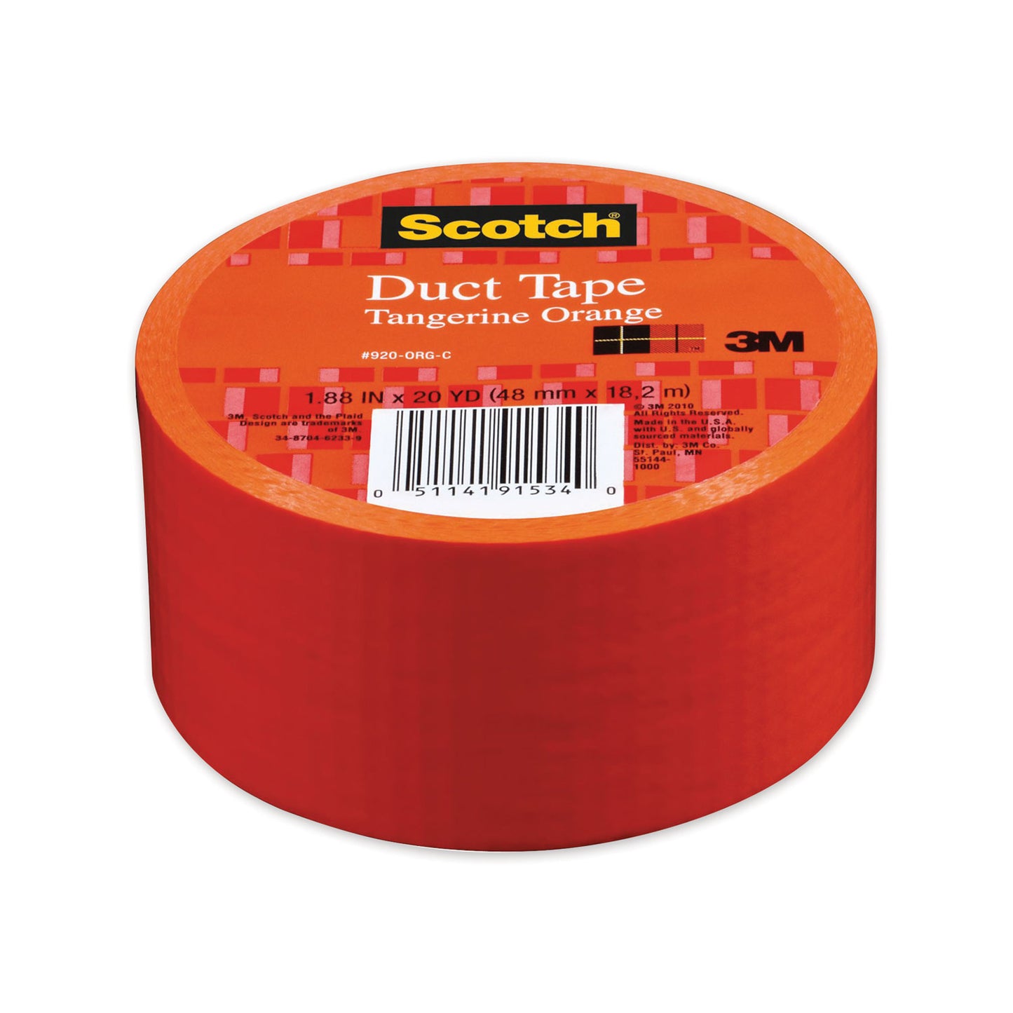 Scotch Duct Tape, 1.88" x 20 yds, Tangerine Orange (70005059285)