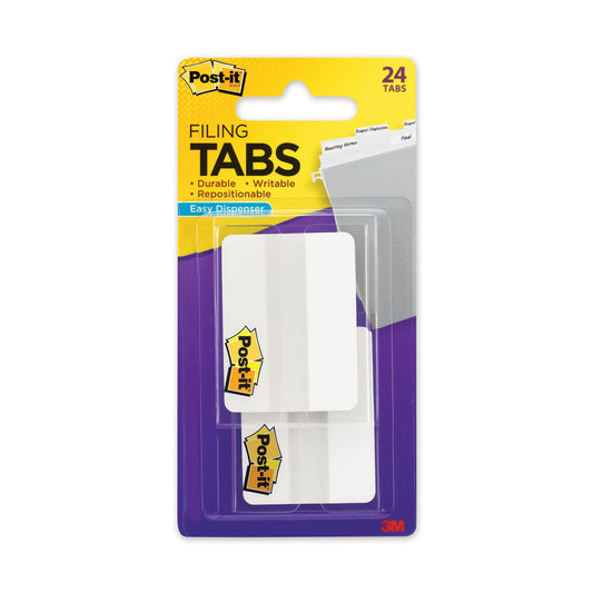 Post-it Solid Color Tabs, 1/5-Cut, White, 2" Wide, 24/Pack (70005080844)