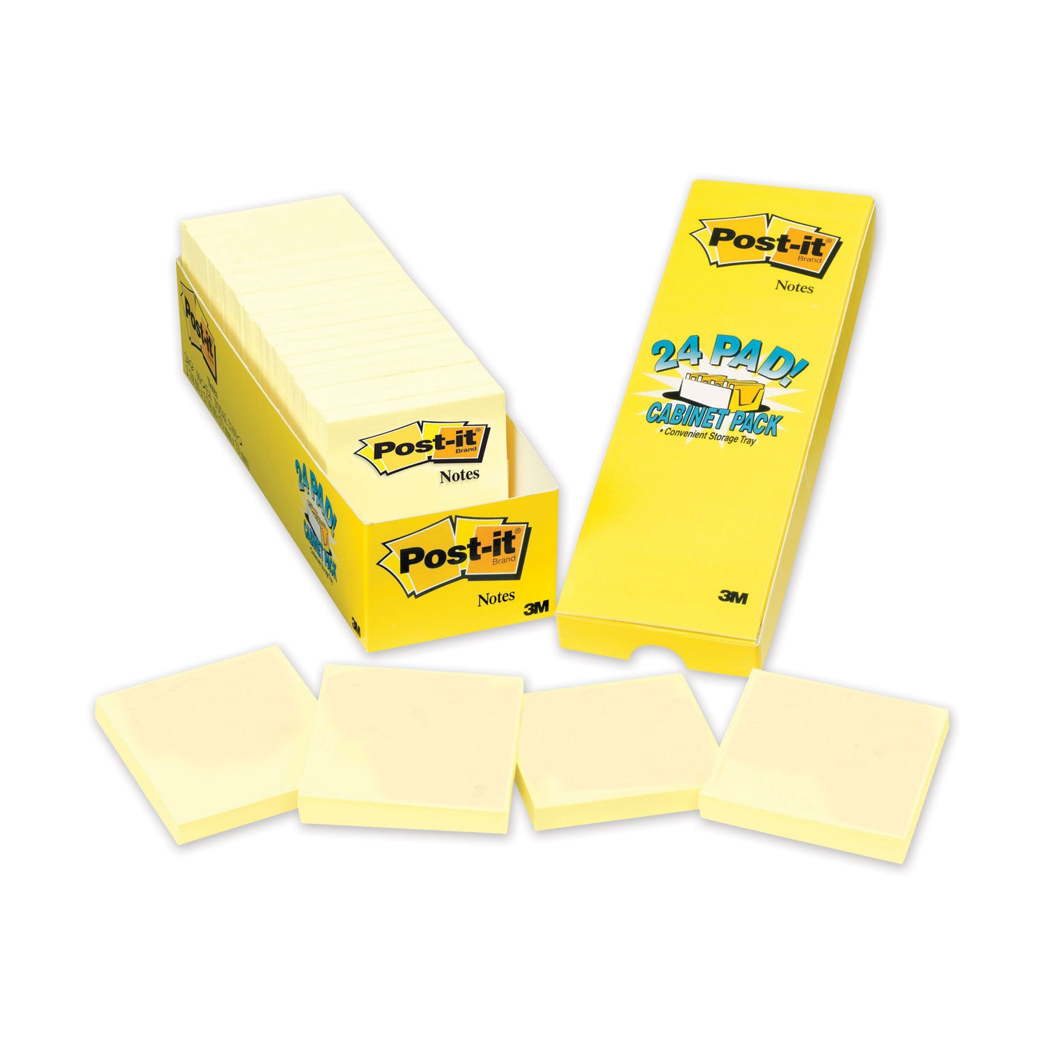 Post-it Original Pads in Canary Yellow, Cabinet Pack, 3" x 3", 90 Sheets/Pad, 24 Pads/Pack (70005141687)