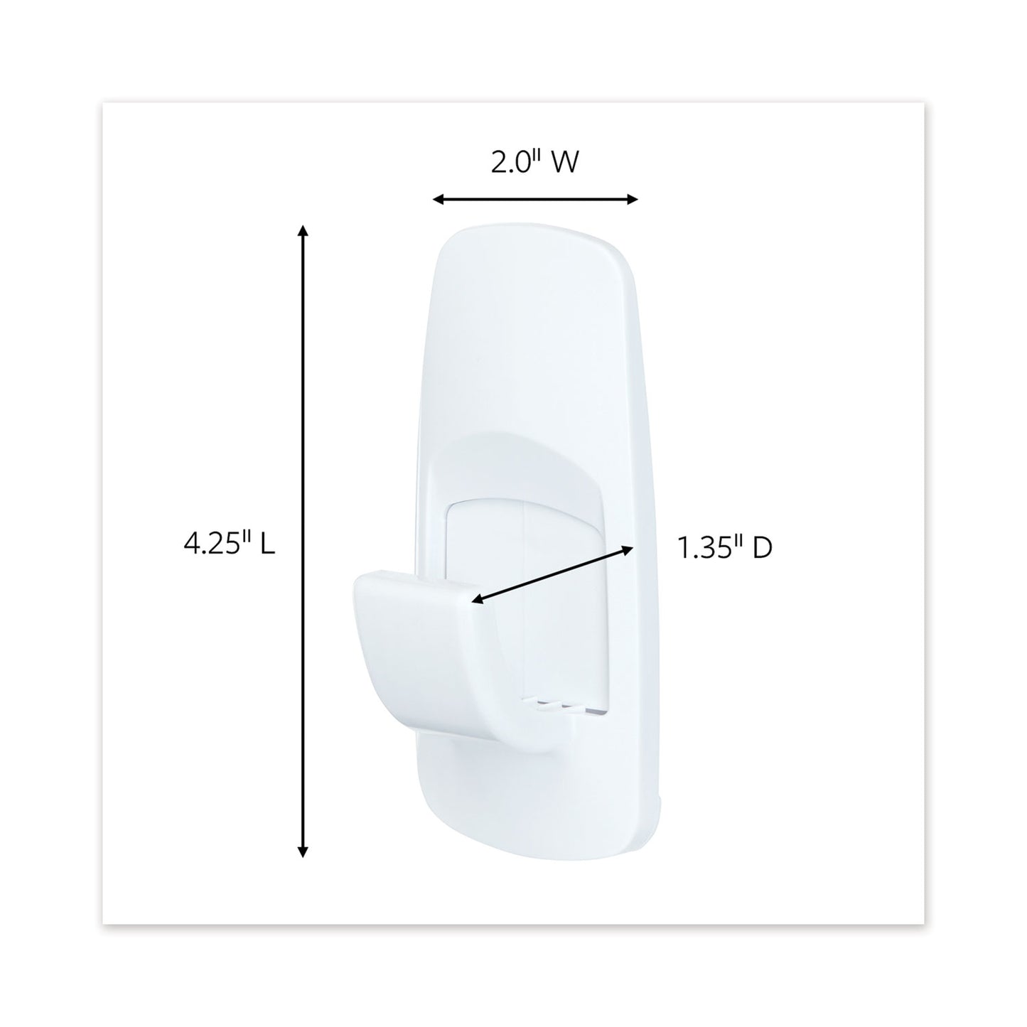 Command General Purpose Hooks, Jumbo, Plastic, White, 7.5 lb Capacity, White, 1 Hook and 4 Strips (70005150993)