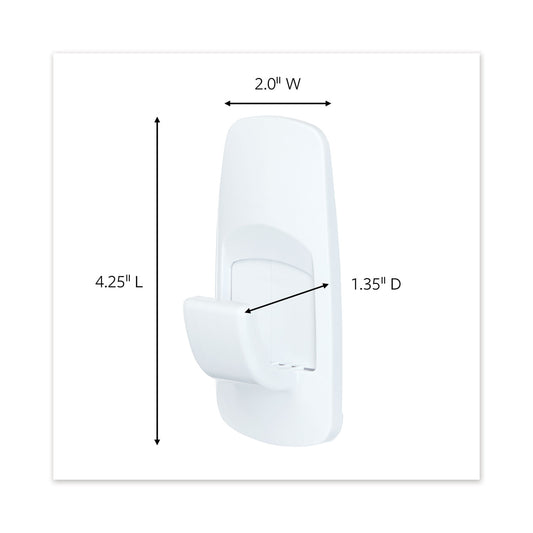 Command General Purpose Hooks, Jumbo, Plastic, White, 7.5 lb Capacity, White, 1 Hook and 4 Strips (70005150993)