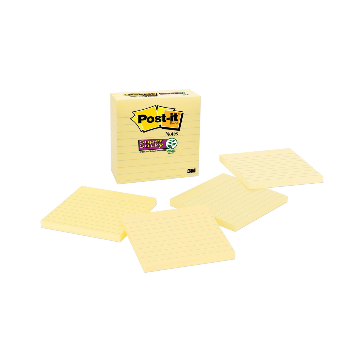 Post-it Pads in Canary Yellow, Note Ruled, 4" x 4", 90 Sheets/Pad, 4 Pads/Pack (70005166353)