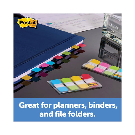 Post-it 1" Wide Tabs with Dispenser, Aqua, Pink, Violet, Yellow, 88/Pack (70005179216)