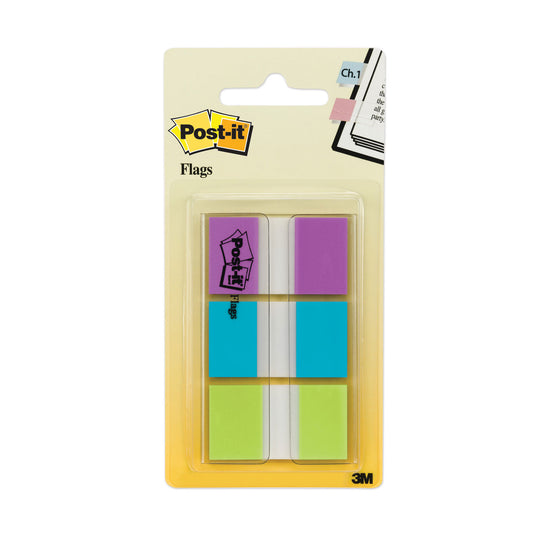 Post-it 0.94" Wide Flags with Dispenser, Bright Blue, Bright Green, Purple, 60 Flags (70071493244)