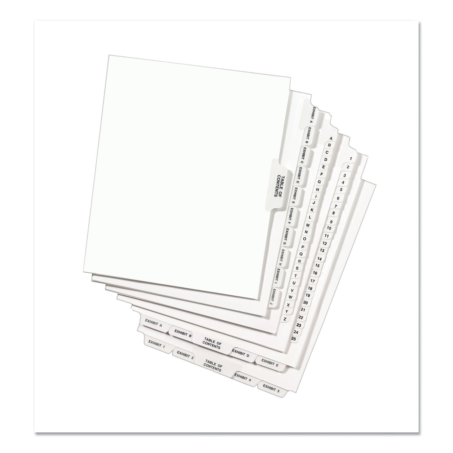 Avery-Style Preprinted Legal Bottom Tab Divider, 26-Tab, Exhibit A, 11 x 8.5, White, 25/PK (11940)