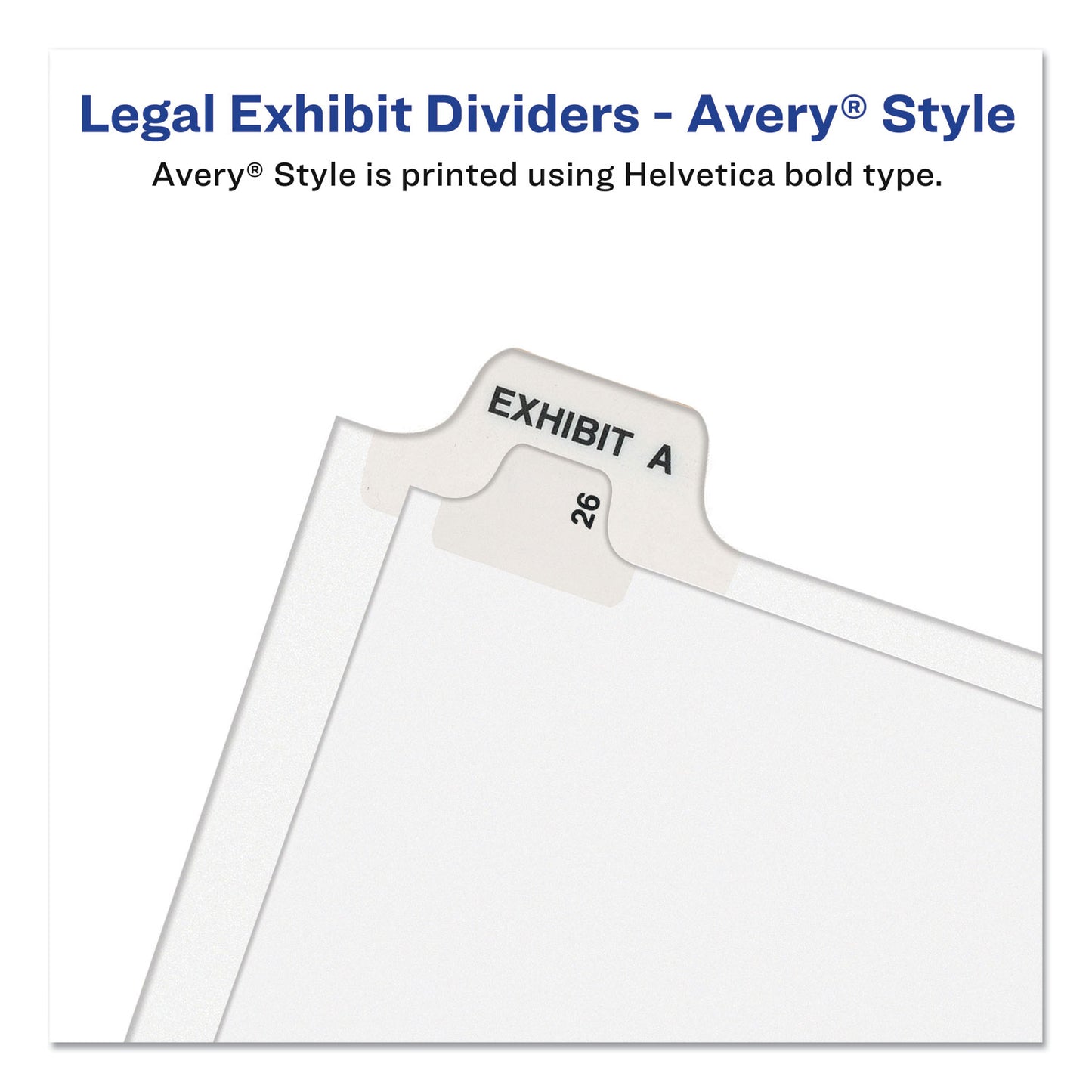 Avery-Style Preprinted Legal Side Tab Divider, 26-Tab, Exhibit H, 11 x 8.5, White, 25/Pack, (1378) (01378)