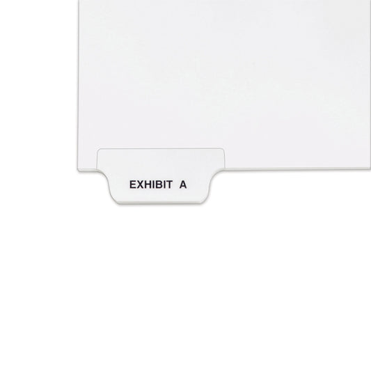 Avery-Style Preprinted Legal Bottom Tab Divider, 26-Tab, Exhibit A, 11 x 8.5, White, 25/PK (11940)